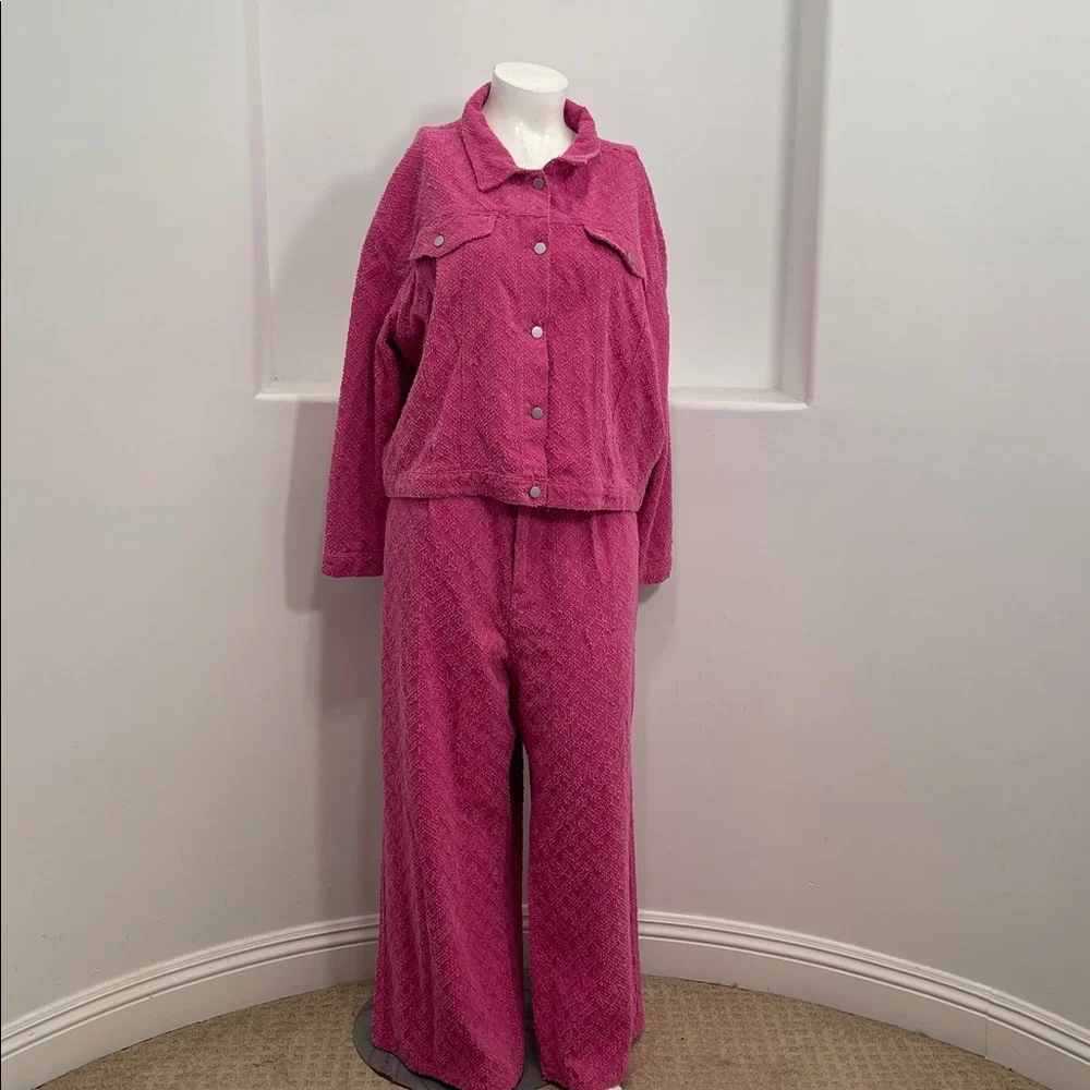 CIDER Pink Jacquard Denim Jacket & Pants Set Size 3XL NWT